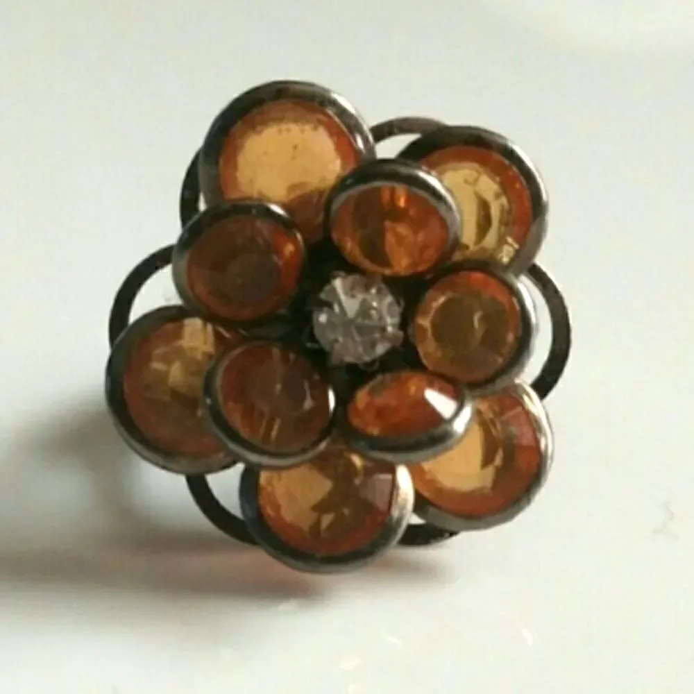 ‎Flower Ring, Orange Jewel Flower Ring (adjustable)